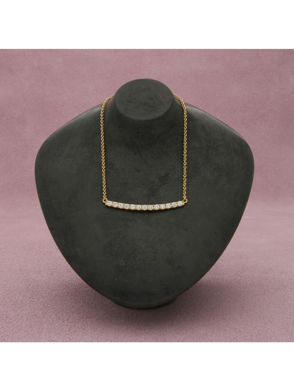 bony levy 18k yellow gold 0.42 ct diamond bar necklace size 17-19in